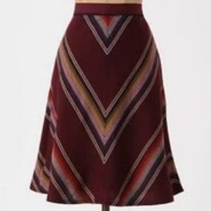 Anthropologie Chevron Jewel Tone Stripe Skirt
